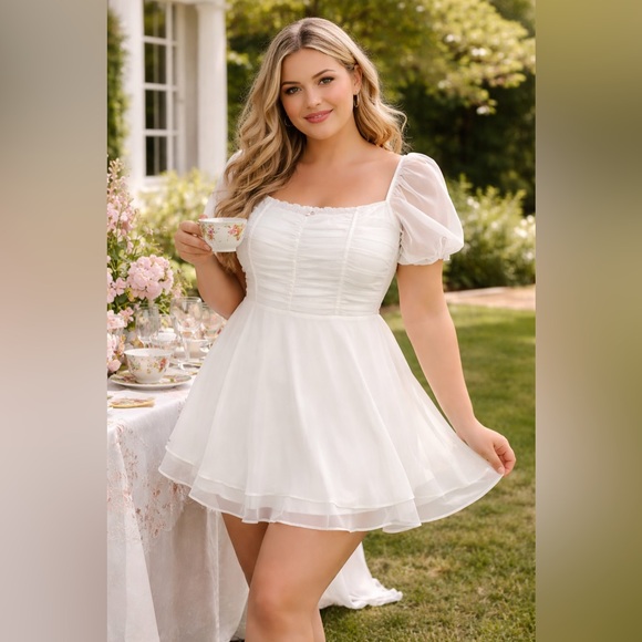 Altar'd State Dresses & Skirts - Altar'd State White Puff Sleeve Mini Dress